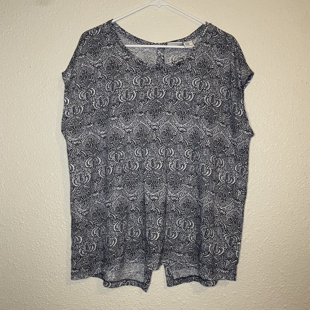 Rachel Zoe 100% LINEN Shirt Women's 2X Floral Scoop Neck Sleeveless Boho Top - Picture 2 of 6